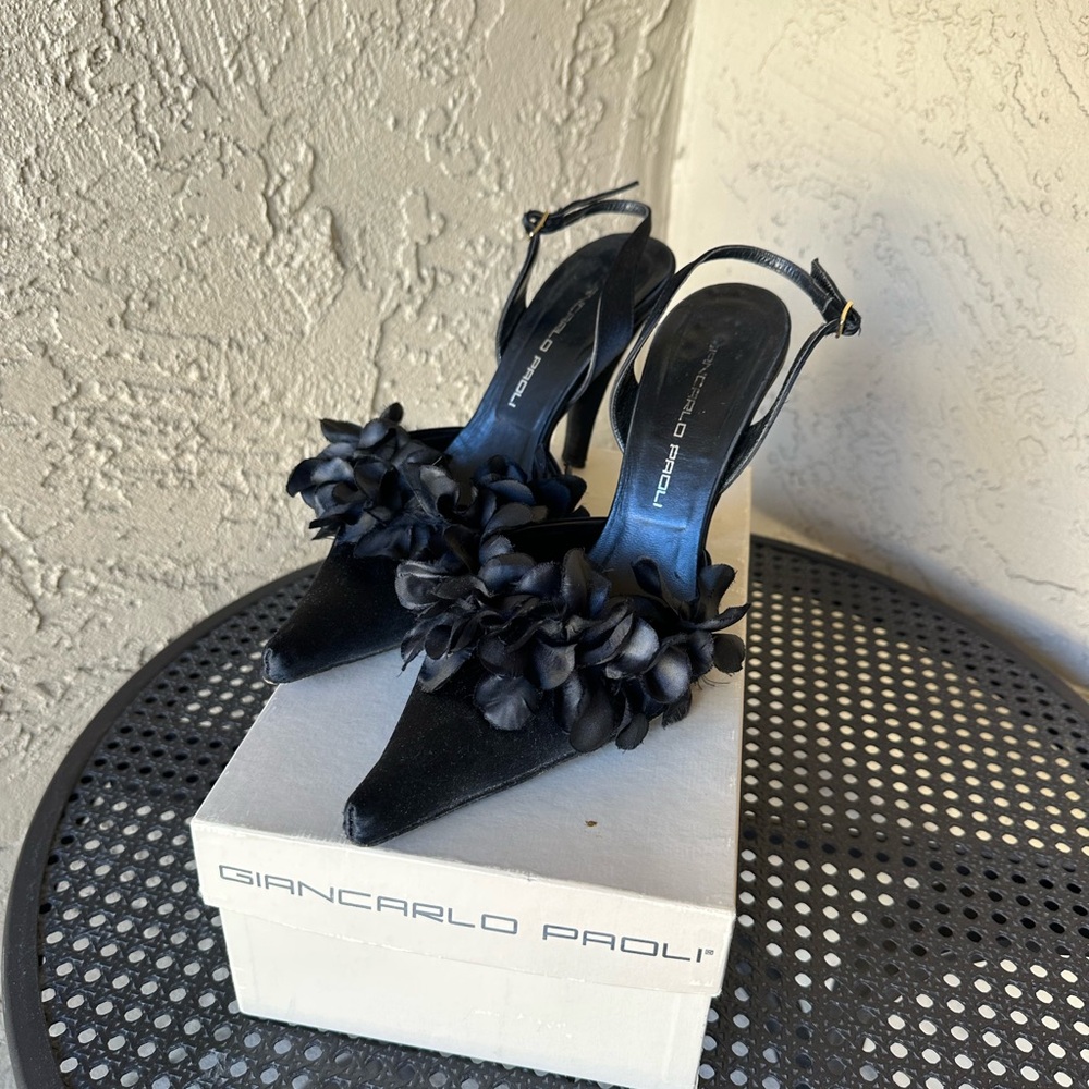 Giancarlo Paoli Black Floral Heels (Size 40)